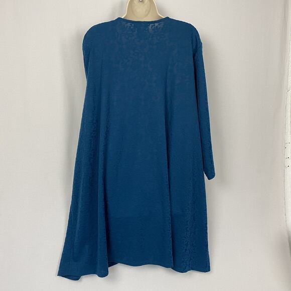 Catherines Cardigan Top Womens 3X 26-28W Blue Floral Lace Swing Open Lagenlook - Picture 6 of 15